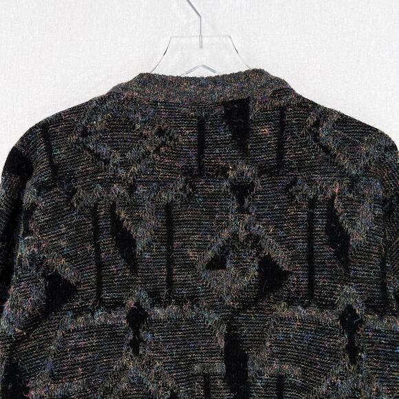 COLLEZIONE PERTE COLORE Vintage Sweater Mens Gray Black Multi Crew neck 80s - Picture 4 of 10